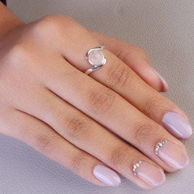 Anel de Prata com Quartzo Rosa - 67949