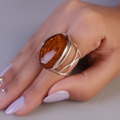 Anel de Prata com Âmbar - 67956