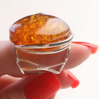 Anel de Prata com Âmbar - 67956