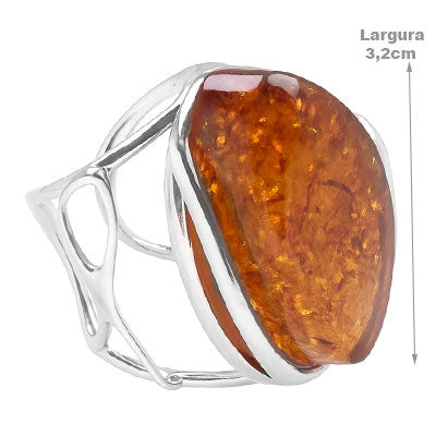 Anel de Prata com Âmbar - 67956