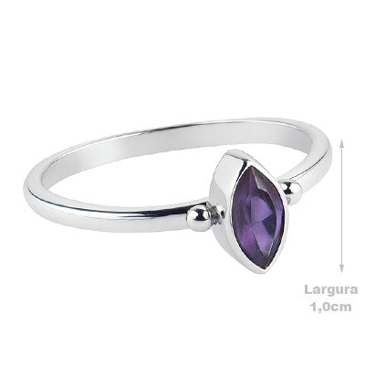 Anel de Prata com Ametista - 67960