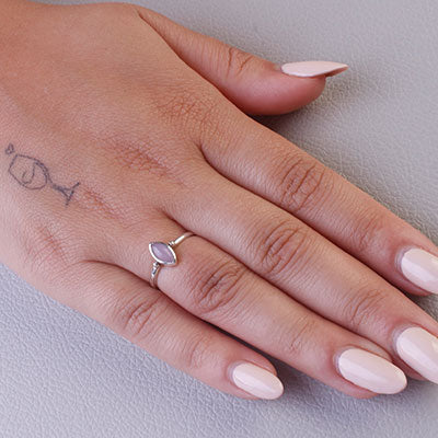 Anel de Prata com Quartzo Rosa - 67962