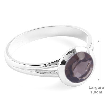 Anel de Prata com Quartzo Fumê - 67972