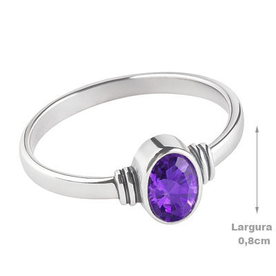 Anel de Prata com Ametista - 67978