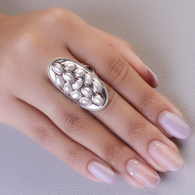 Anel de Prata com Pérolas - 67976