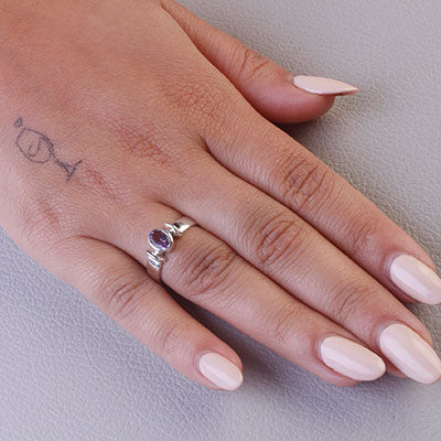 Anel de Prata com Ametista - 67978