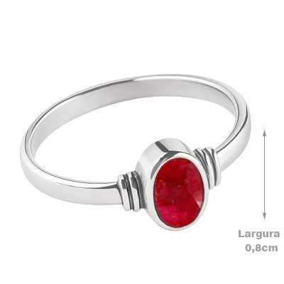 Anel de Prata com Rubi - 67979