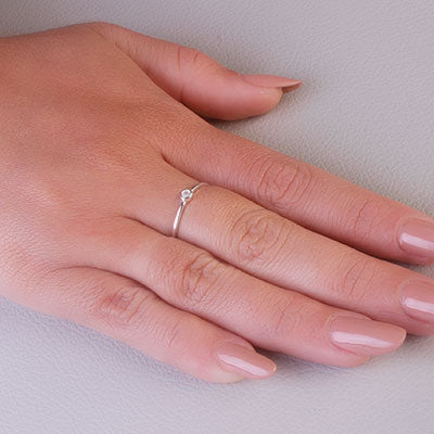 Anel de Prata Solitário - 68010