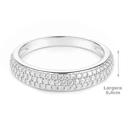 Anel de Prata com Zircônias - 68026