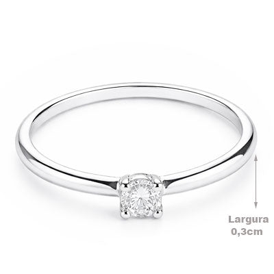 Anel de Prata Solitário - 68034