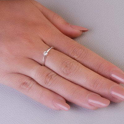 Anel de Prata Solitário - 68034