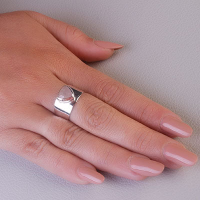 Anel de Prata com Quartzo Rosa - 68072