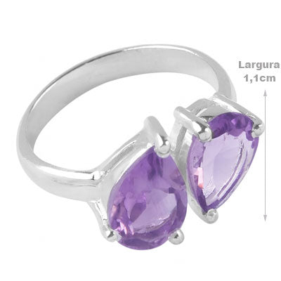 Anel de Prata com Ametista - 68077