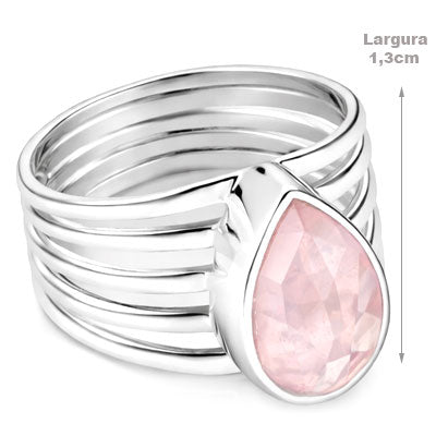 Anel de Prata com Quartzo Rosa - 68078
