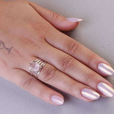 Anel de Prata com Quartzo Rosa - 68078