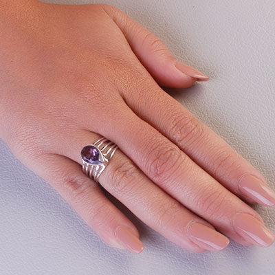 Anel de Prata com Ametista - 68080