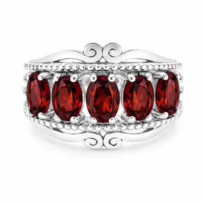 Anel de Prata com Granada - 68086