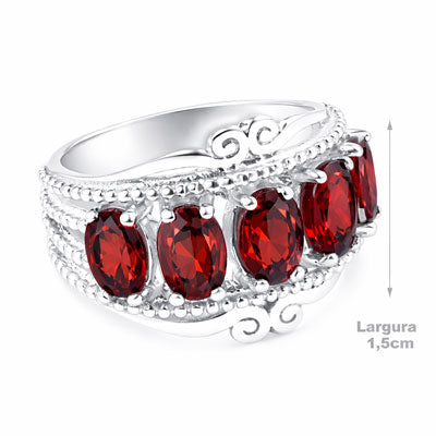 Anel de Prata com Granada - 68086
