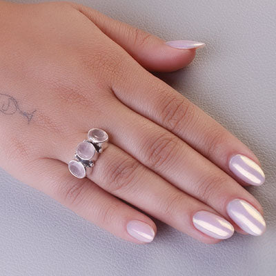 Anel de Prata com Quartzo Rosa - 68091