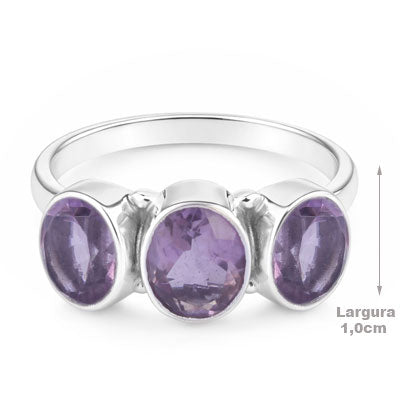Anel de Prata com Ametista - 68092