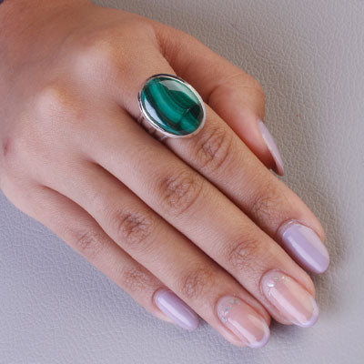 Anel de Prata com Malaquita - 68096