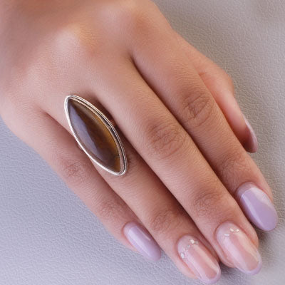 Anel de Prata com Olho de Tigre - 68102