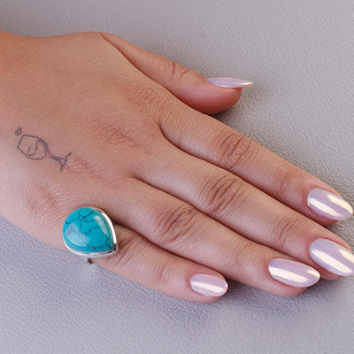 Anel de Prata com Turquesa - 68103