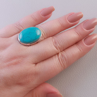 Anel de Prata com Turquesa - 68105
