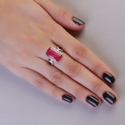 Anel de Prata com Rubi - 68117