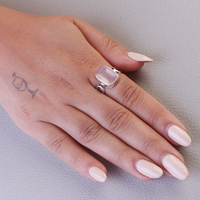 Anel de Prata com Quartzo Rosa - 68118