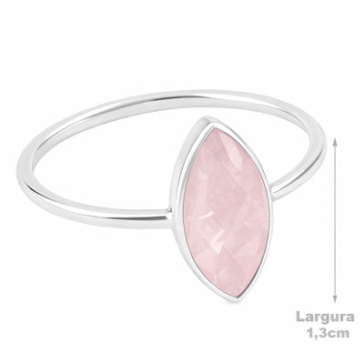 Anel de Prata com Quartzo Rosa - 68127