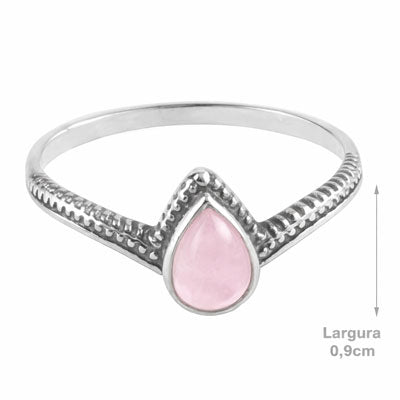 Anel de Prata com Quartzo Rosa - 68129