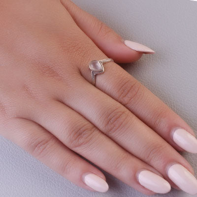 Anel de Prata com Quartzo Rosa - 68129