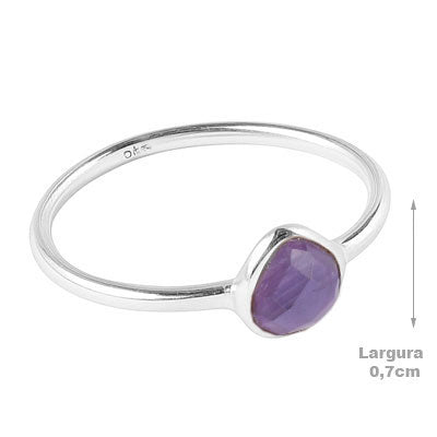 Anel de Prata com Ametista - 68133