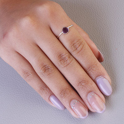 Anel de Prata com Ametista - 68133