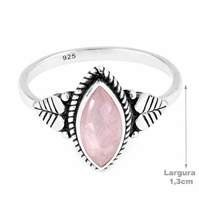 Anel de Prata com Quartzo Rosa - 68135