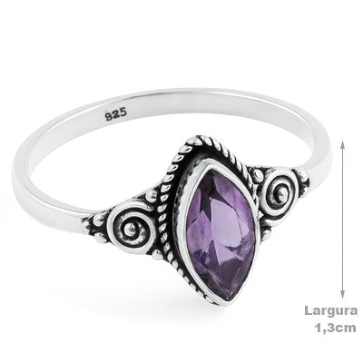 Anel de Prata com Ametista - 68137
