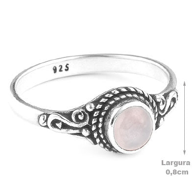 Anel de Prata com Quartzo Rosa - 68143