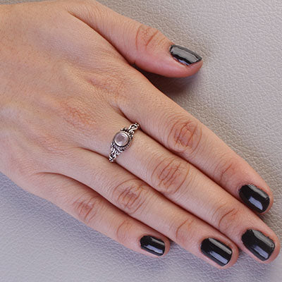 Anel de Prata com Quartzo Rosa - 68143