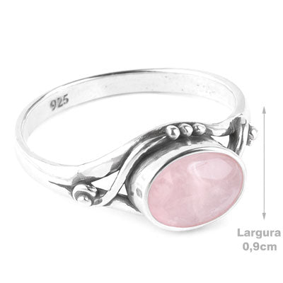 Anel de Prata com Quartzo Rosa - 68146