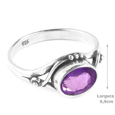 Anel de Prata com Ametista - 68149
