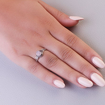 Anel de Prata com Quartzo Rosa - 68153