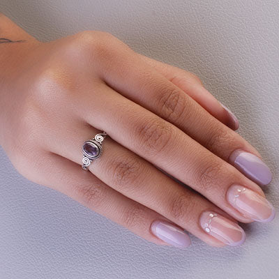 Anel de Prata com Ametista - 68154