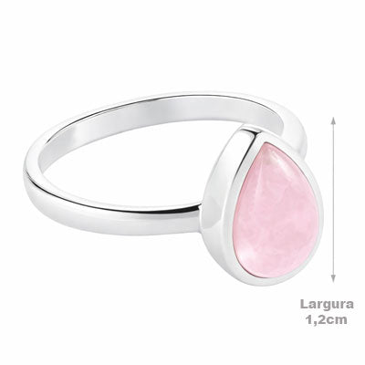 Anel de Prata com Quartzo Rosa - 68160