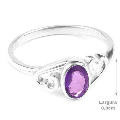 Anel de Prata com Ametista - 68172
