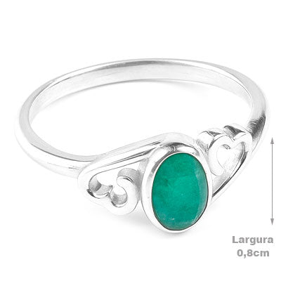 Anel de Prata com Esmeralda - 68173