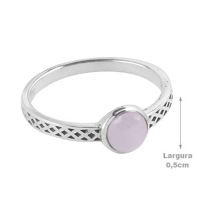 Anel de Prata com Quartzo Rosa - 68175