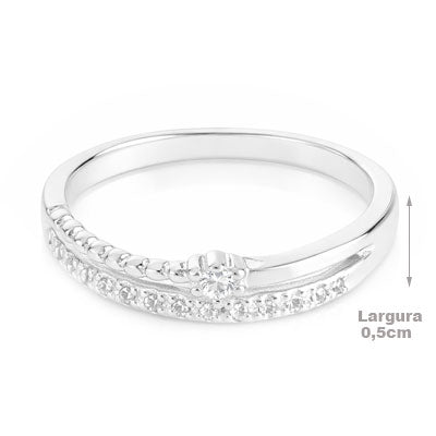 Anel de Prata com Zircônia - 68195