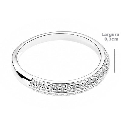 Anel de Prata Aparador com Zircônias - 68361