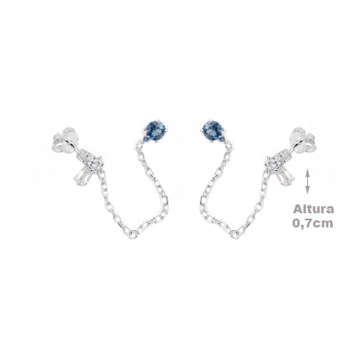 Brinco de Prata Corrente com Zircônias - 68408
